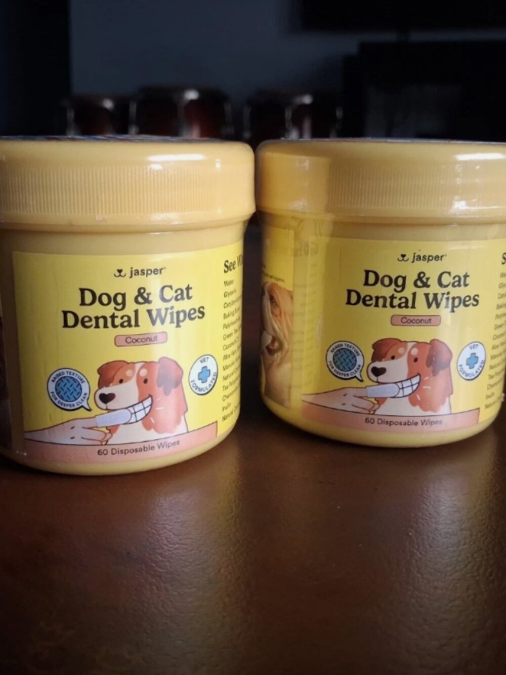 Jasper Dog & Cat Dental Wipes Coconut Vet Formulated Teeth Cleaning Wipes 2 Pack